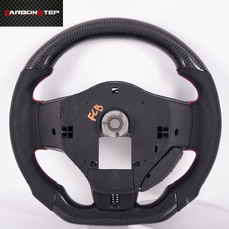 Wholesale Custom glossy Carbon Fiber real leather LED racing display Car Steering Wheel for Mitsubishi EVO