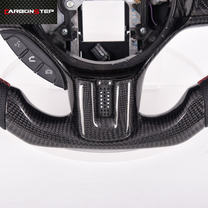 Wholesale Custom glossy Carbon Fiber real leather LED racing display Car Steering Wheel for Mitsubishi EVO