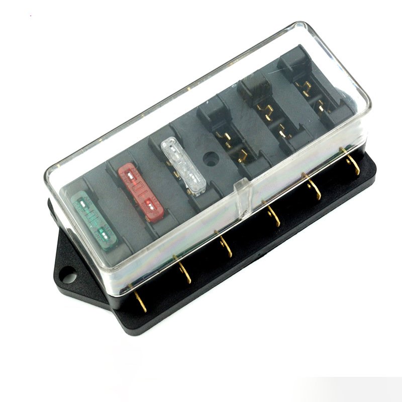 6 Way Fuse Block With Negative Bus 12v Waterproof Car ATC ATO Waterproof 12V 6 Way 6 Circuit Auto Marine Blade Fuse Holder