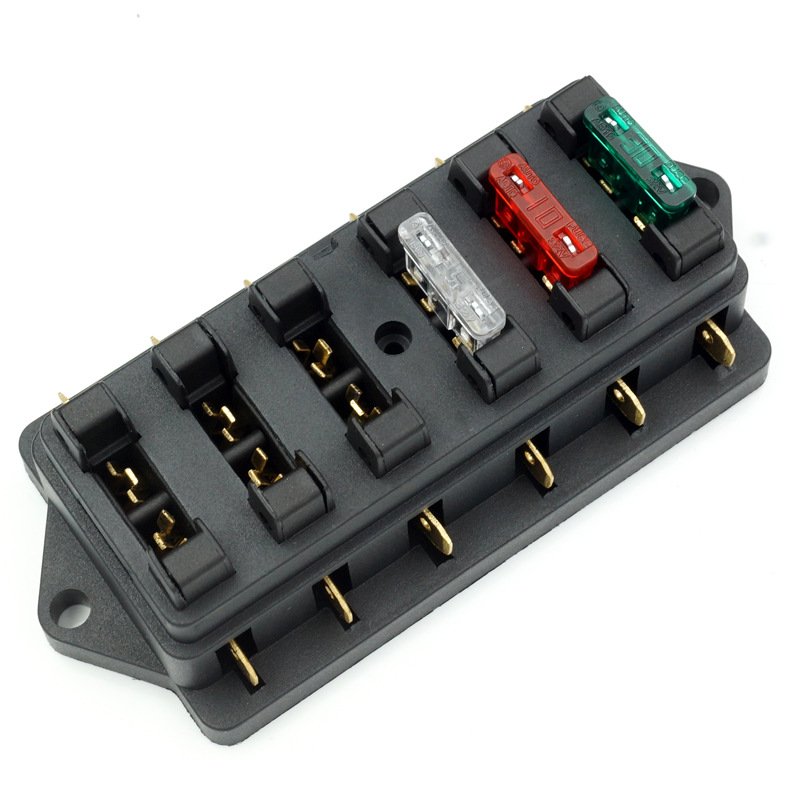 6 Way Fuse Block With Negative Bus 12v Waterproof Car ATC ATO Waterproof 12V 6 Way 6 Circuit Auto Marine Blade Fuse Holder
