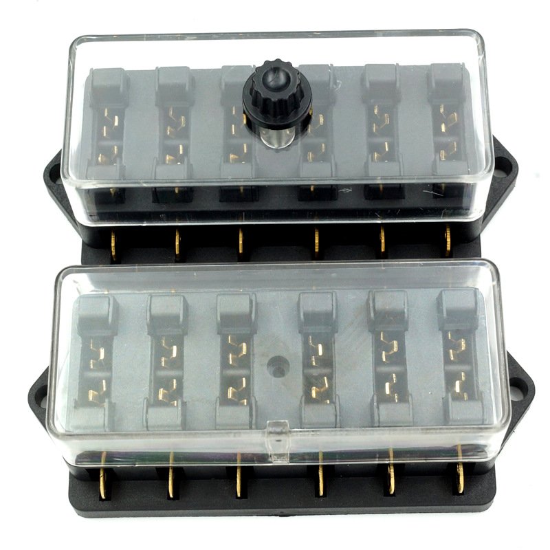 6 Way Fuse Block With Negative Bus 12v Waterproof Car ATC ATO Waterproof 12V 6 Way 6 Circuit Auto Marine Blade Fuse Holder