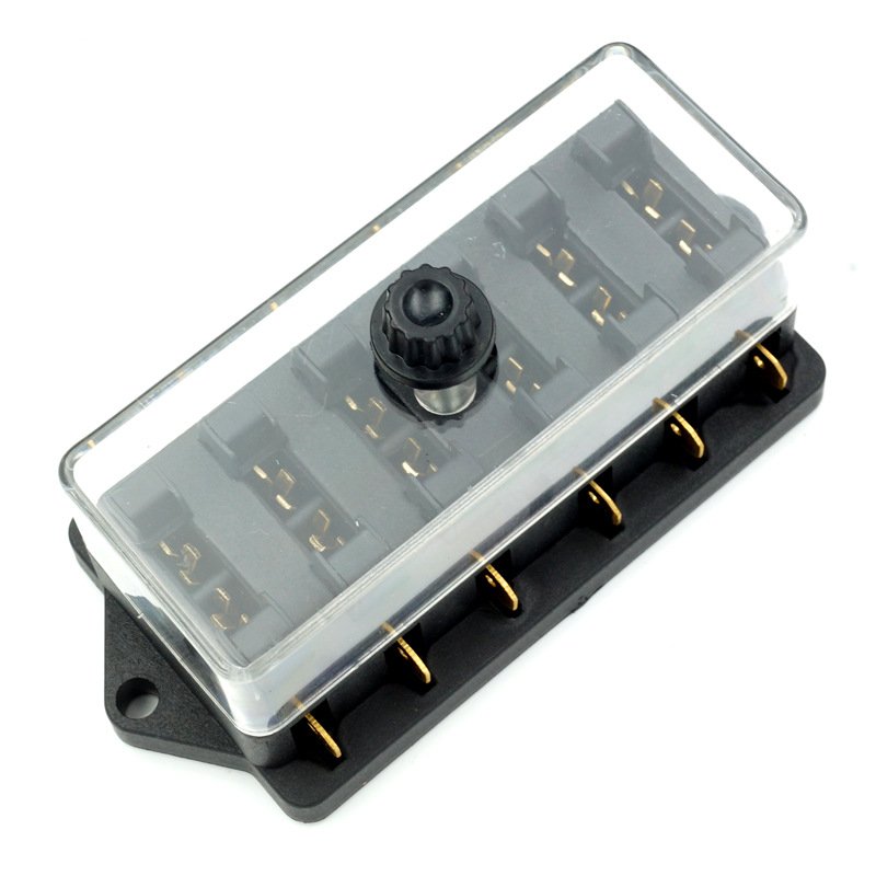 6 Way Fuse Block With Negative Bus 12v Waterproof Car ATC ATO Waterproof 12V 6 Way 6 Circuit Auto Marine Blade Fuse Holder