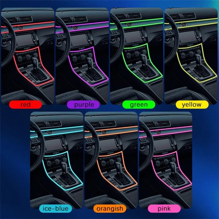 Multi-colors Car Interior Decoration LED Fiber Optic Lights Remote Control USB Cold Light Music Rhythm Ambient Lighting