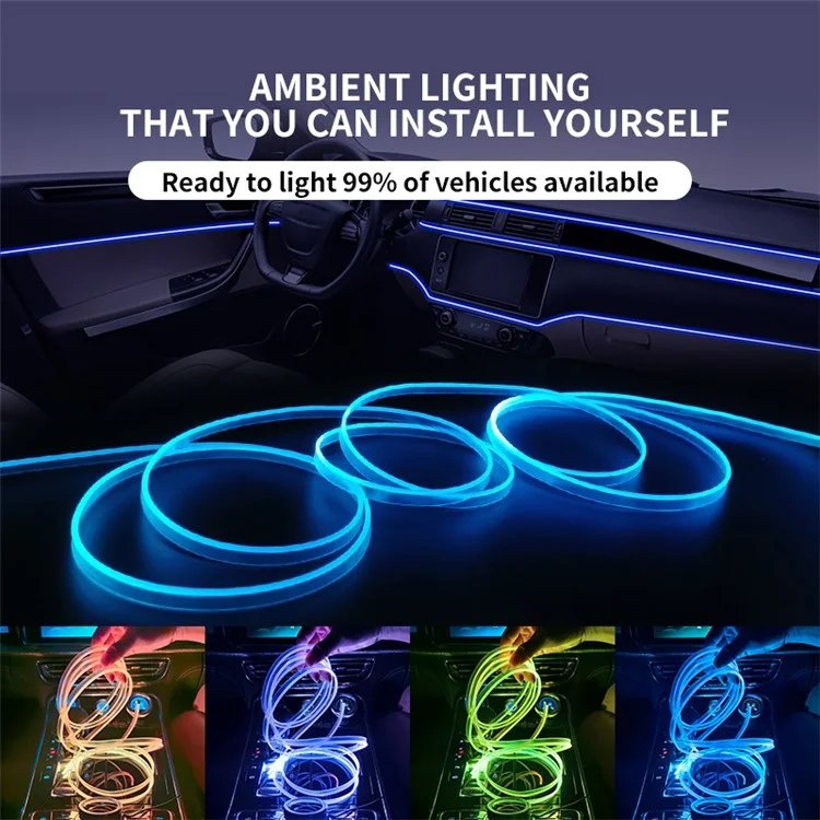 Multi-colors Car Interior Decoration LED Fiber Optic Lights Remote Control USB Cold Light Music Rhythm Ambient Lighting