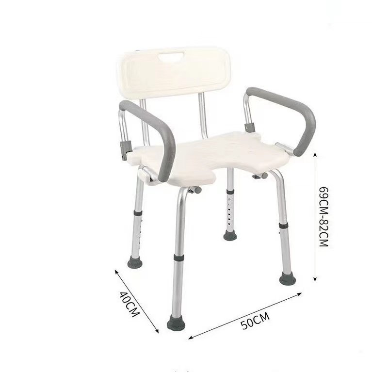 Factory Wholesale Large Armrest Thickened Style Aluminum Alloy Shower Chair U-shaped Bath Chair Easy to Clean