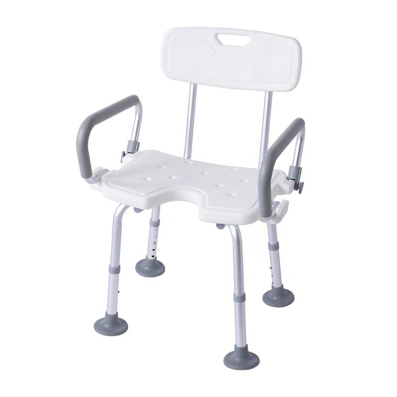 Factory Wholesale Large Armrest Thickened Style Aluminum Alloy Shower Chair U-shaped Bath Chair Easy to Clean