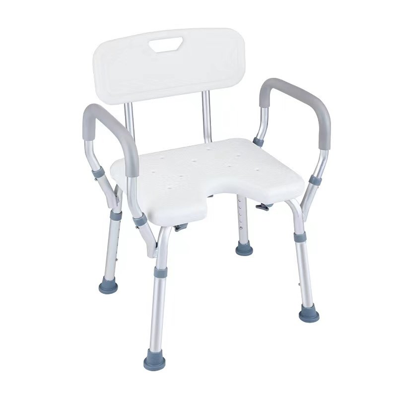 Factory Wholesale Large Armrest Thickened Style Aluminum Alloy Shower Chair U-shaped Bath Chair Easy to Clean