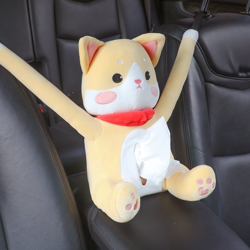 Cute Cartoon Tissue Box Creative Lovely Animal Short Plush Holder for Car Armrest Box Car Seat Tissue Box