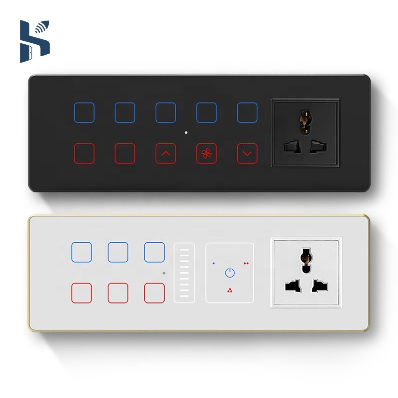 Dual Socket Switch 8M Indian Standard Wall Touch Switch Compatible with Alexa Google Assistant Voice Control Tuya