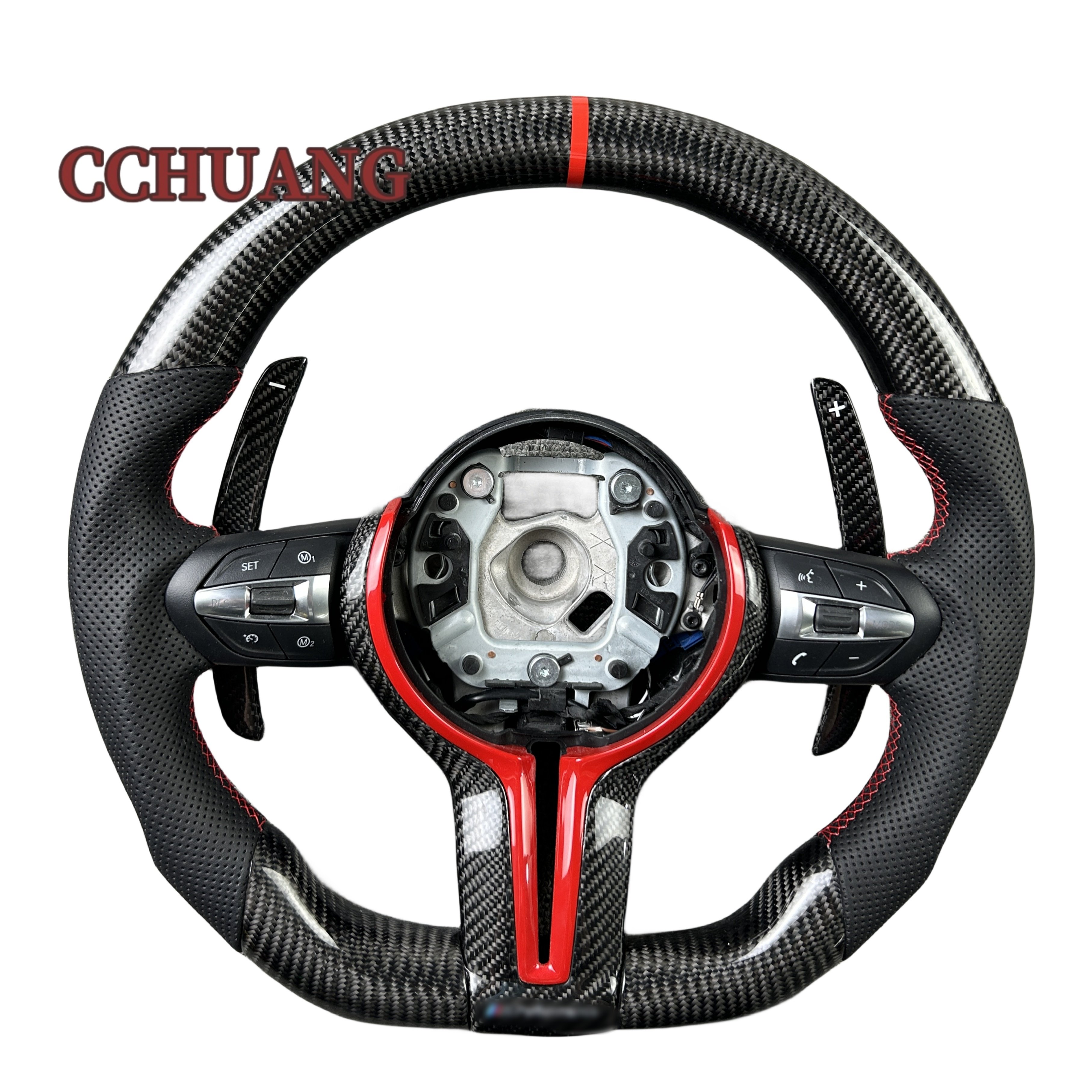 Suitable for BMW 3 Series 5 Series F20 F30 M2-M6 High quality real carbon fiber perforated leather carbon fiber steering wheel