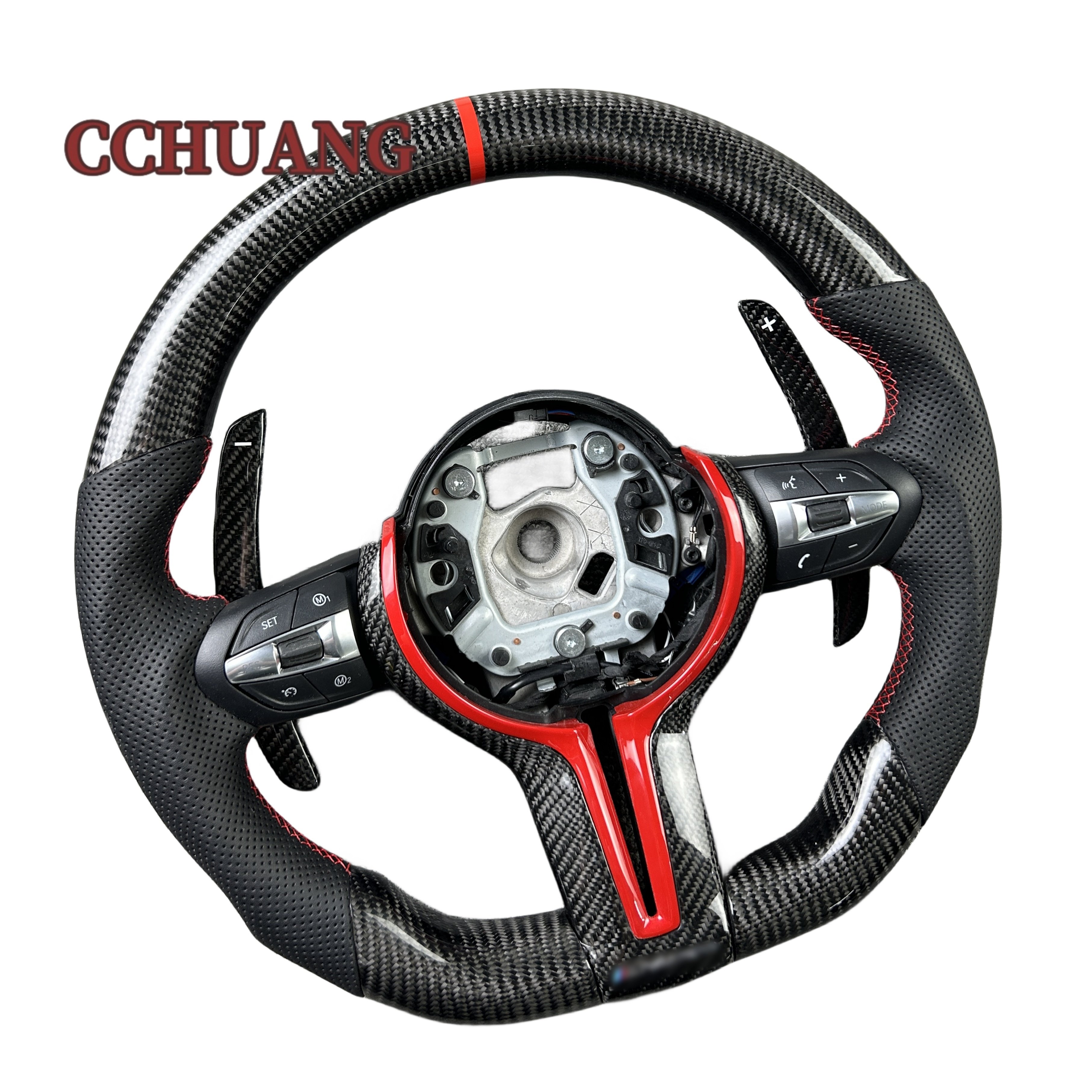 Suitable for BMW 3 Series 5 Series F20 F30 M2-M6 High quality real carbon fiber perforated leather carbon fiber steering wheel