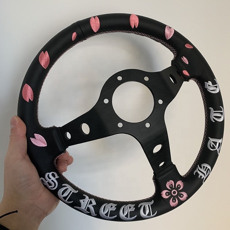tiypeor Customizable general purpose Part Car Modification steering wheel 350MM Leather Racing Suede Sport Steering Wheel