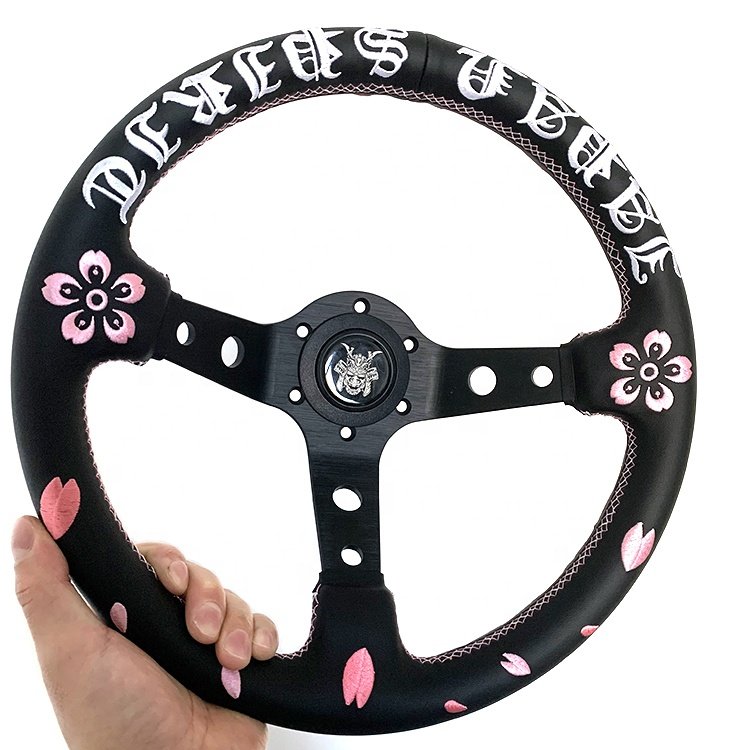 tiypeor Customizable general purpose Part Car Modification steering wheel 350MM Leather Racing Suede Sport Steering Wheel