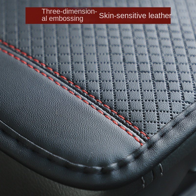 Four Seasons Universal Armrest Box Mat Fiber Leather Embossed Double Line Non-Slip Central Armrest Box Cover Cushion