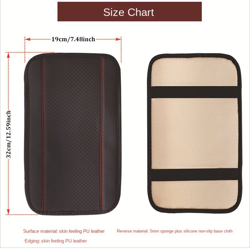 Four Seasons Universal Armrest Box Mat Fiber Leather Embossed Double Line Non-Slip Central Armrest Box Cover Cushion