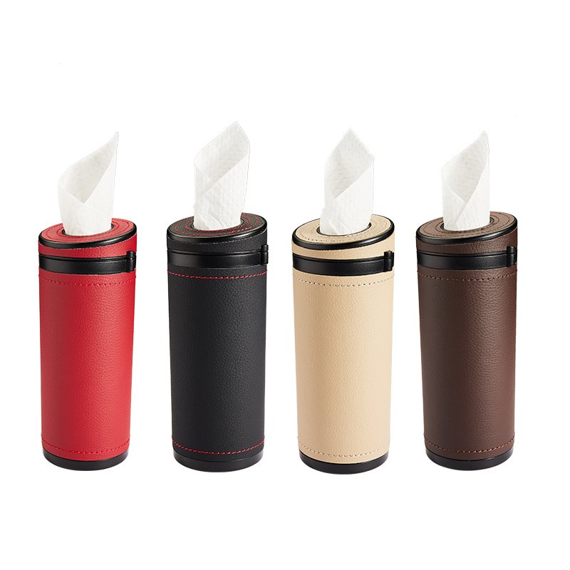 Portable Car Tissue Box PU Leather Universal Armrest Car Paper Towel Box