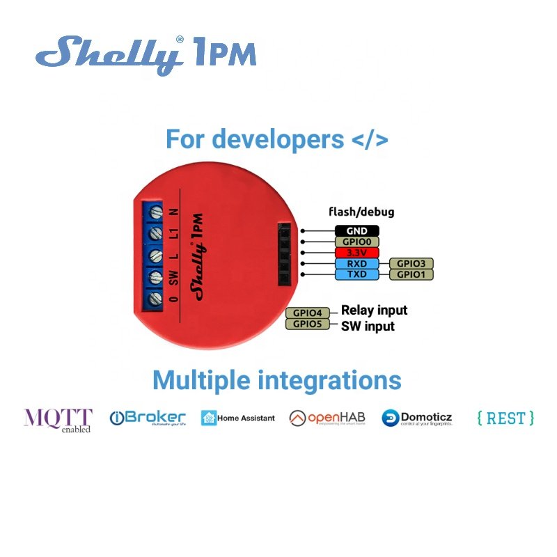 Shelly 1PM Smart Module Relay Switch Remote Control Wifi Light Switch Smart Life App Mini Smart Switch