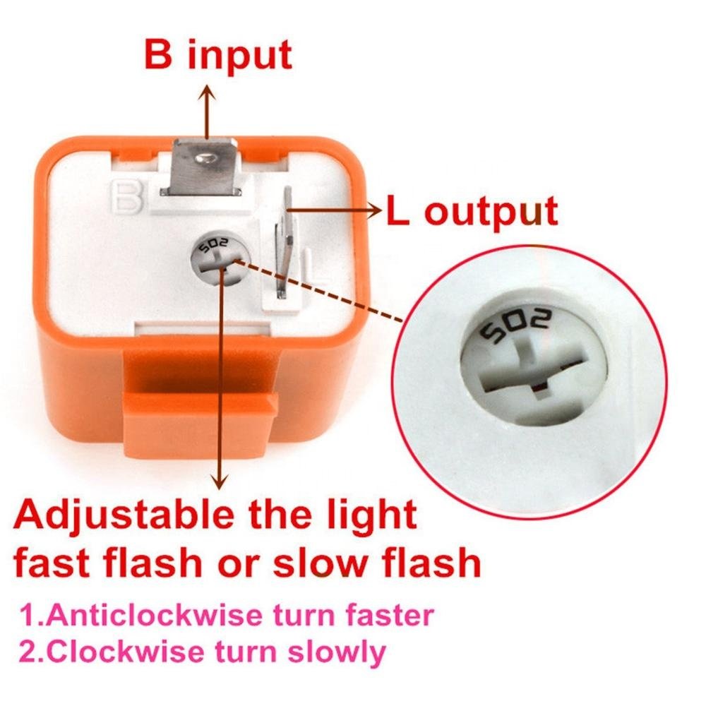 2-Pin 12V Motorcycle LED Turn Signal Flasher Relay Speed Adjustable Indicator