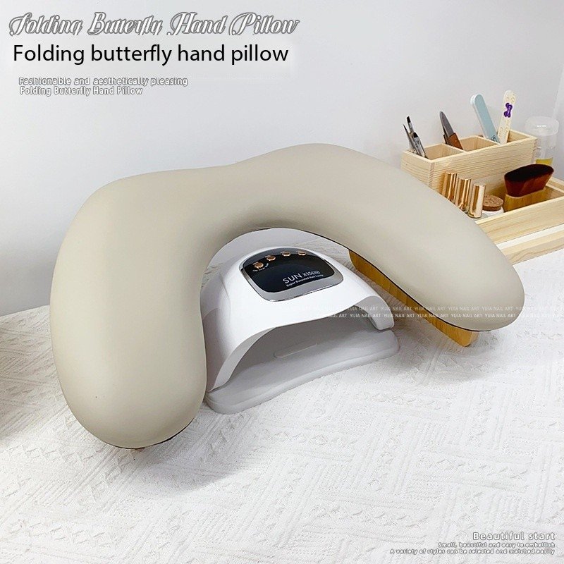 Wholesale 2024 Luxury Professional Microfiber Leather Nail Arm Rest Holder PU Manicure Hand Pillow U-Shape Design Raw Wood Nail