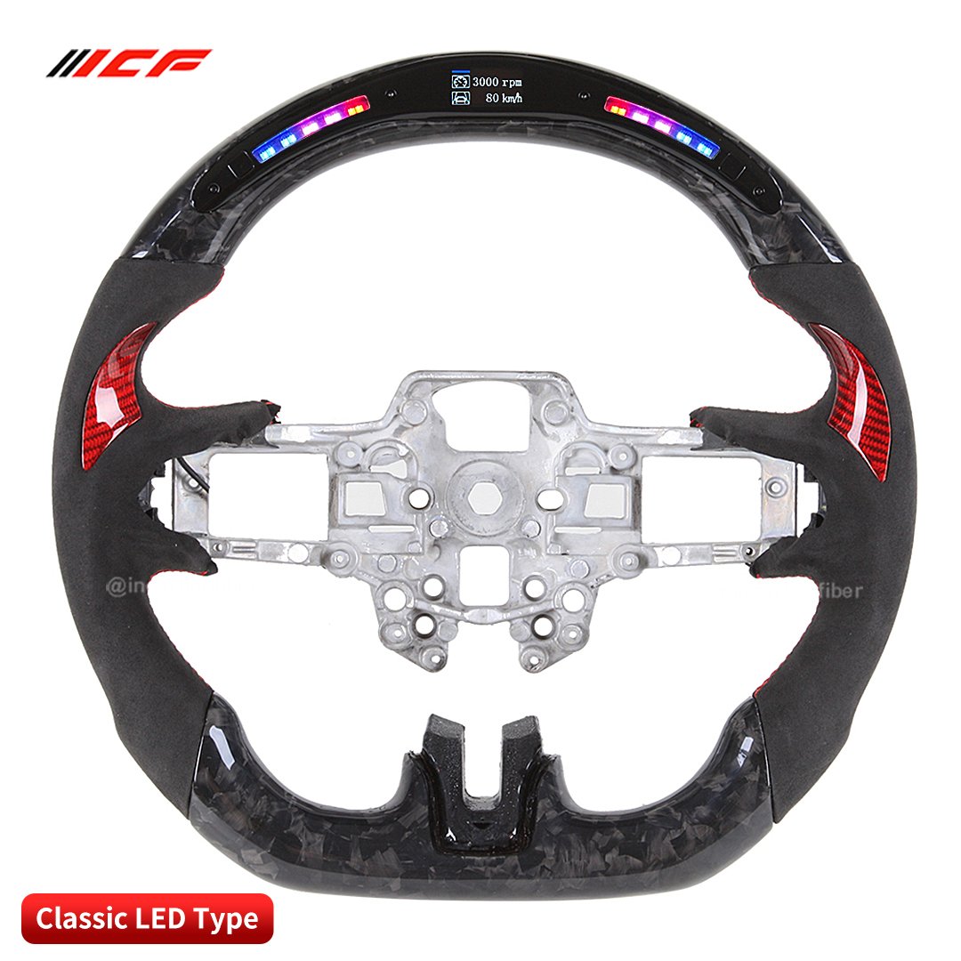 100% Real Carbon Fiber LED Steering Wheel for mustang