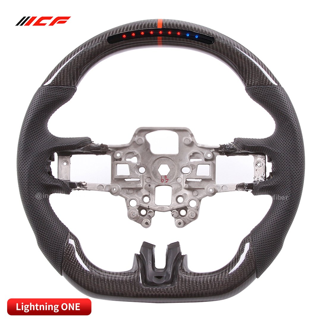 100% Real Carbon Fiber LED Steering Wheel for mustang