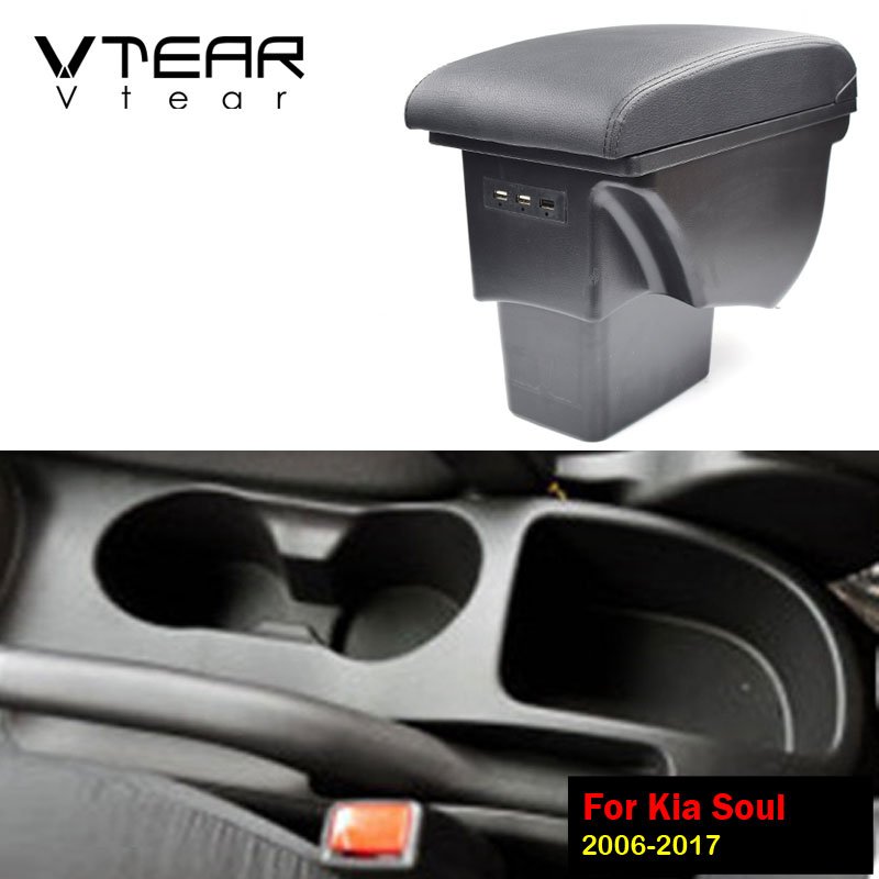 Vtear Auto Armrest Center Console Box Storage Container Case USB Car-Styling Interior Accessories Decoration Parts for Kia Soul