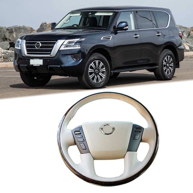 Maictop Hand stitch fur car steer wheel cover car steering wheel cover leather Car handle cover upgrade FOR Nissan Patrol Y62