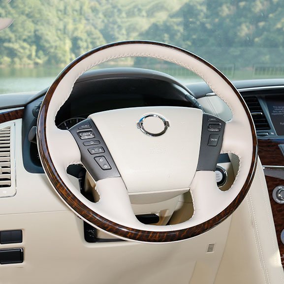 Maictop Hand stitch fur car steer wheel cover car steering wheel cover leather Car handle cover upgrade FOR Nissan Patrol Y62