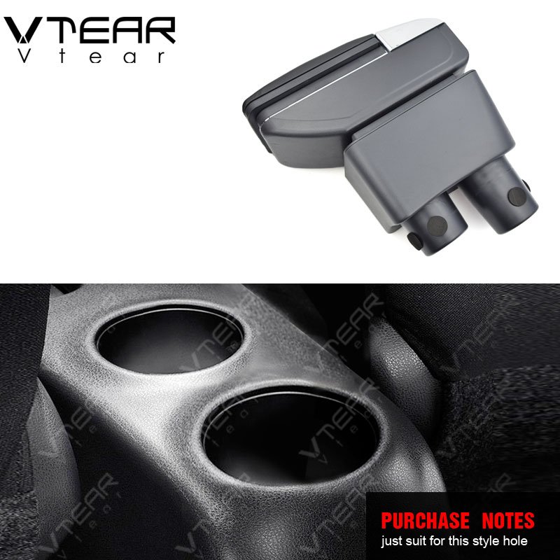 Vtear for nissan Almera Armrest Leather Central Store Storage Box Red Thread Car-styling Interior ABS Arm Rest Accessories