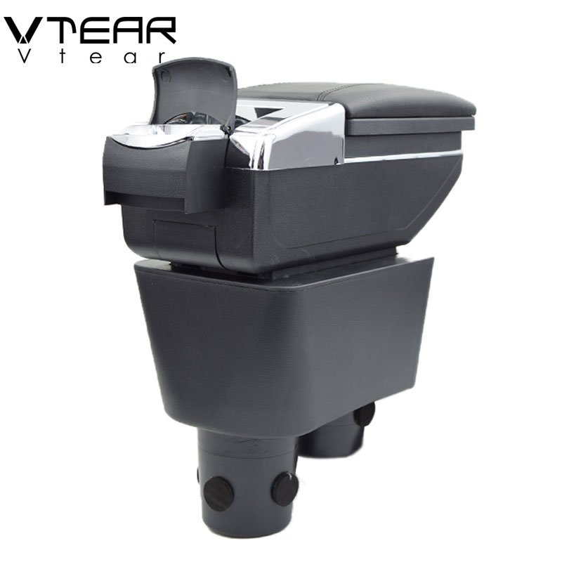 Vtear for nissan Almera Armrest Leather Central Store Storage Box Red Thread Car-styling Interior ABS Arm Rest Accessories