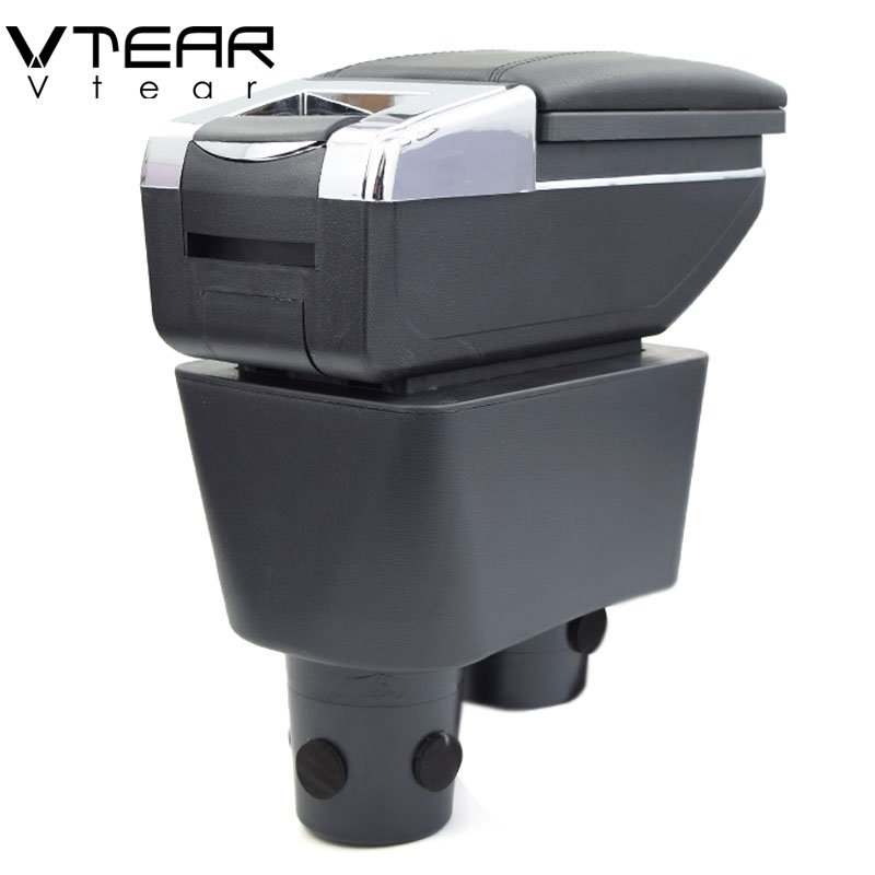 Vtear for nissan Almera Armrest Leather Central Store Storage Box Red Thread Car-styling Interior ABS Arm Rest Accessories