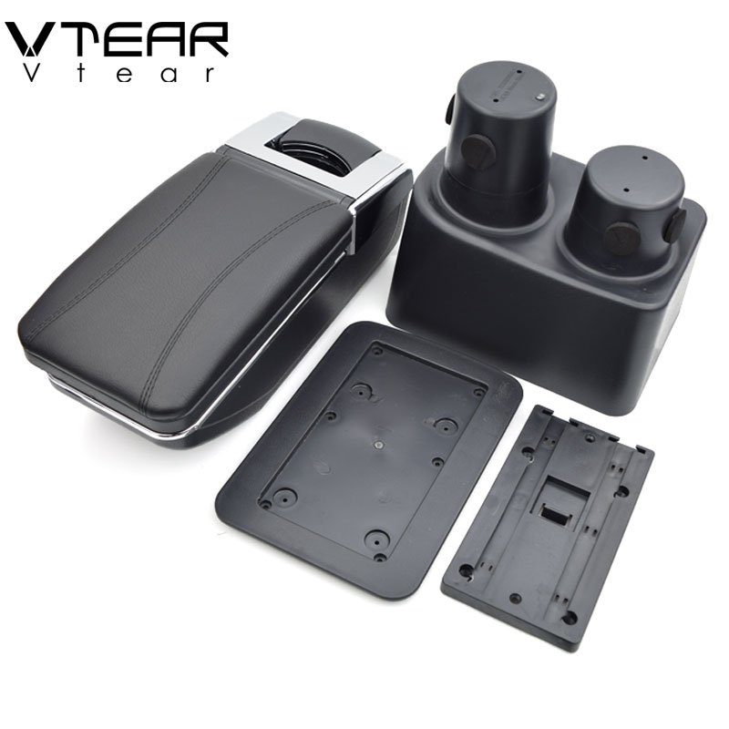 Vtear for nissan Almera Armrest Leather Central Store Storage Box Red Thread Car-styling Interior ABS Arm Rest Accessories