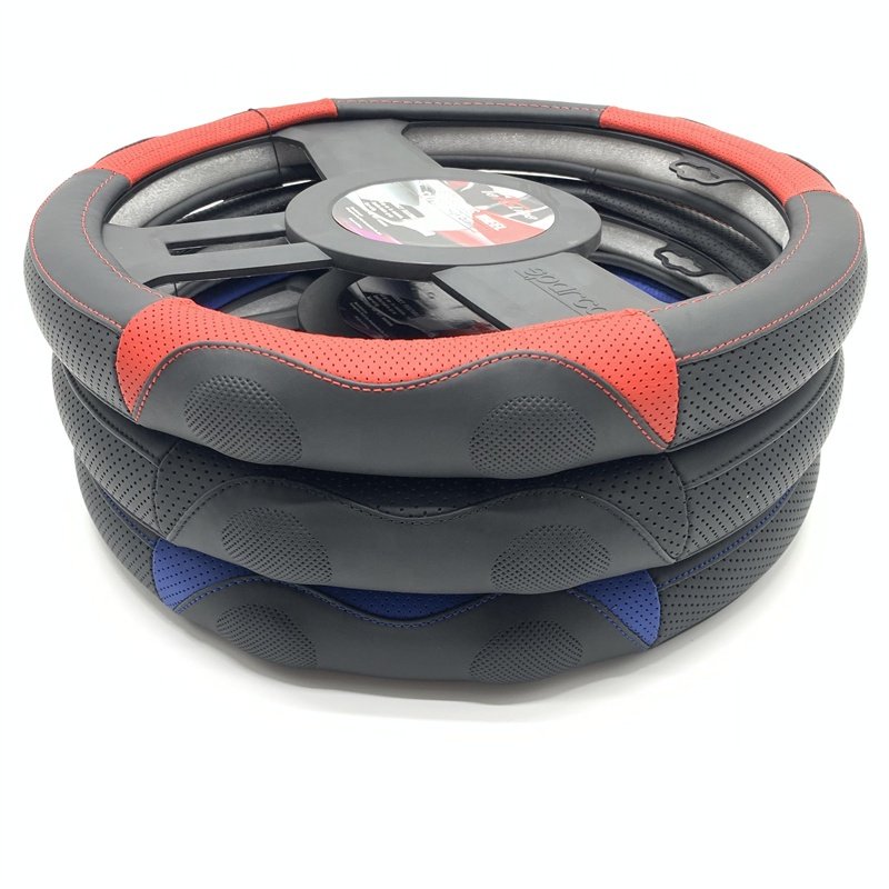 Wholesale Universal Breathable Anti-slip Protector Genuine Leather Car Steering Wheel Cover Man For Car Interior Decoration