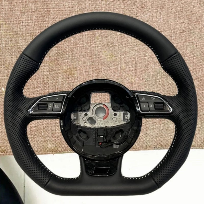 Fully Perforated Steering Wheel Flat Bottom Steering Wheel Campaign Assembly For Audi A3 A4 A5 A6 A7 Q3 Q5 Q7