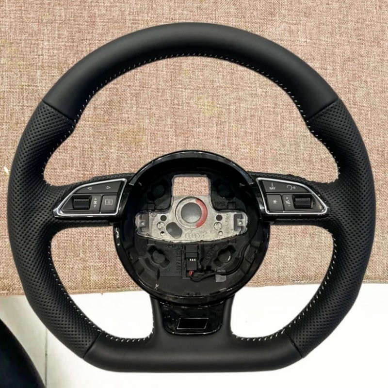 Fully Perforated Steering Wheel Flat Bottom Steering Wheel Campaign Assembly For Audi A3 A4 A5 A6 A7 Q3 Q5 Q7