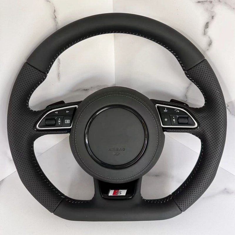 Fully Perforated Steering Wheel Flat Bottom Steering Wheel Campaign Assembly For Audi A3 A4 A5 A6 A7 Q3 Q5 Q7