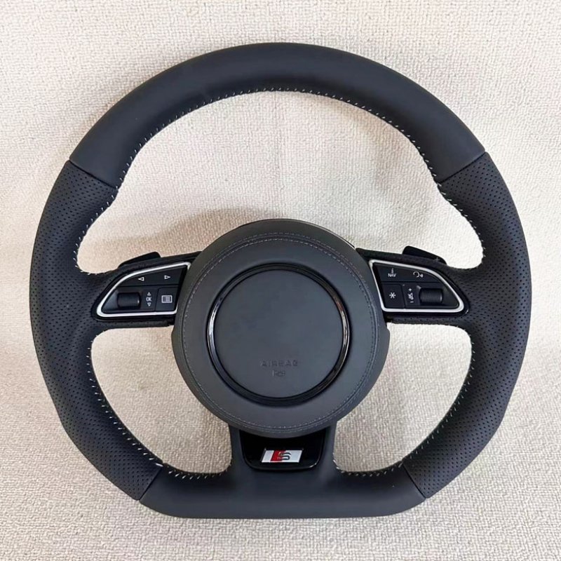 Fully Perforated Steering Wheel Flat Bottom Steering Wheel Campaign Assembly For Audi A3 A4 A5 A6 A7 Q3 Q5 Q7