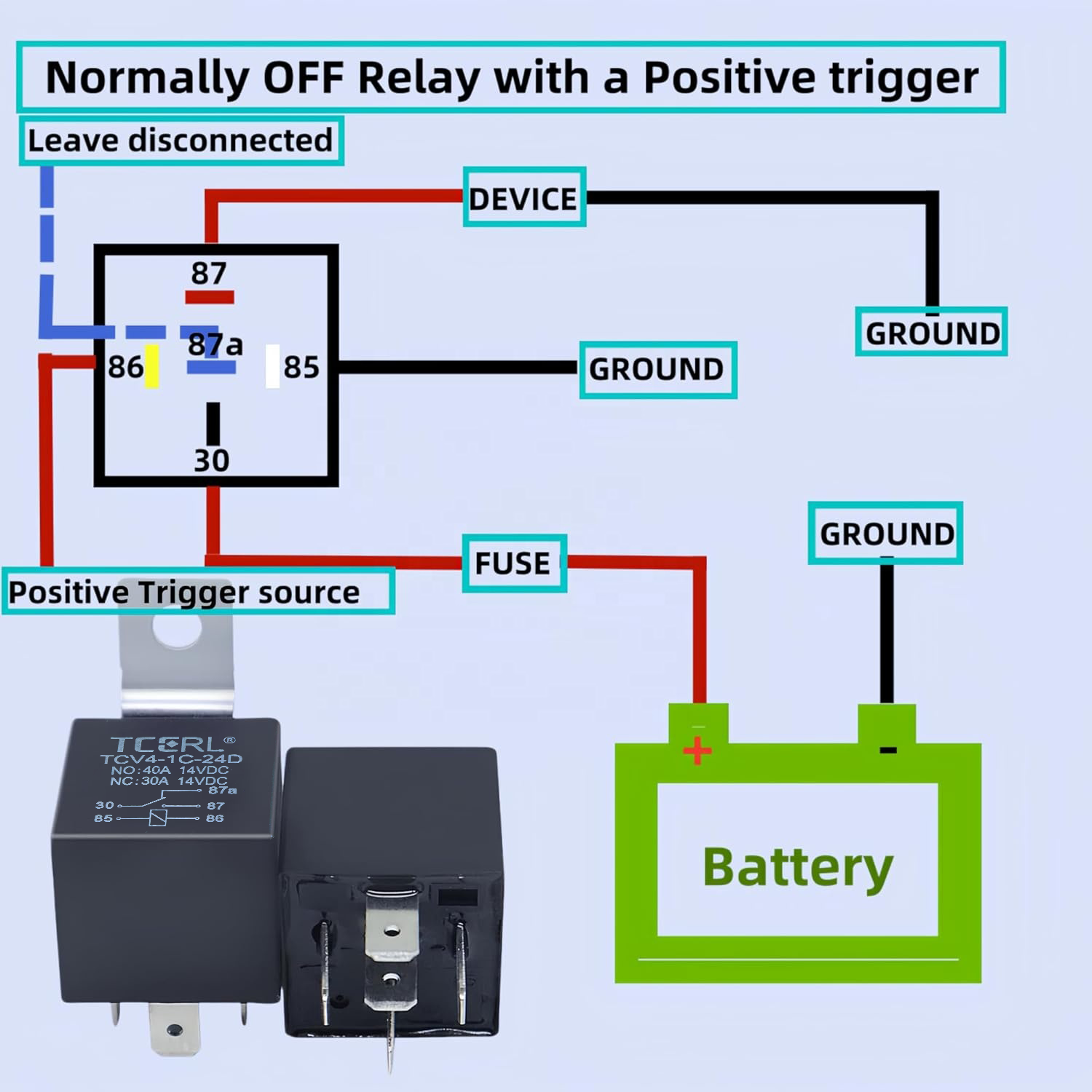 JD1914 12V 40A 5-Pin SPDT Relay Harness Receptacle Miniature Interlocking Automotive 5-Pin Relay Connector Cars Trucks Relays