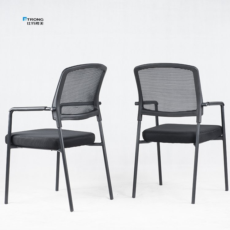 Modern Style Office Furniture Black Pp Armrest Stacking Mesh Office Guest Chairs