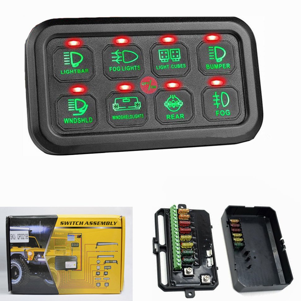 8 Gang Switch Panel System Circuit Control Relay System Automatic Dimmable on Off LED 12V Switch for Cars Trucks Campers SUV