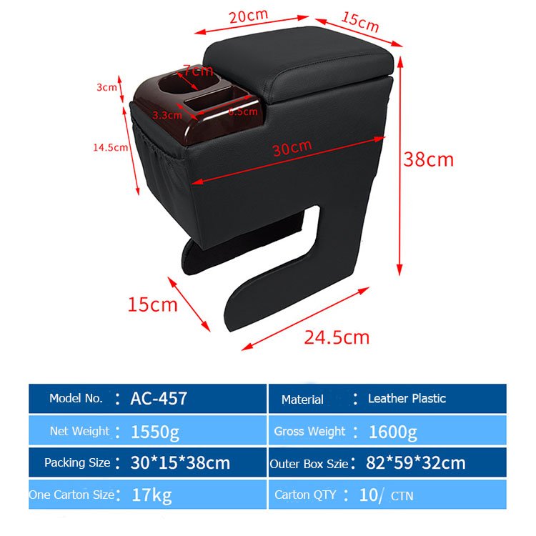 Senbolia Car Universal Center Armrest Box New Design Arm Center Console Storage Box With Water Cup Holder