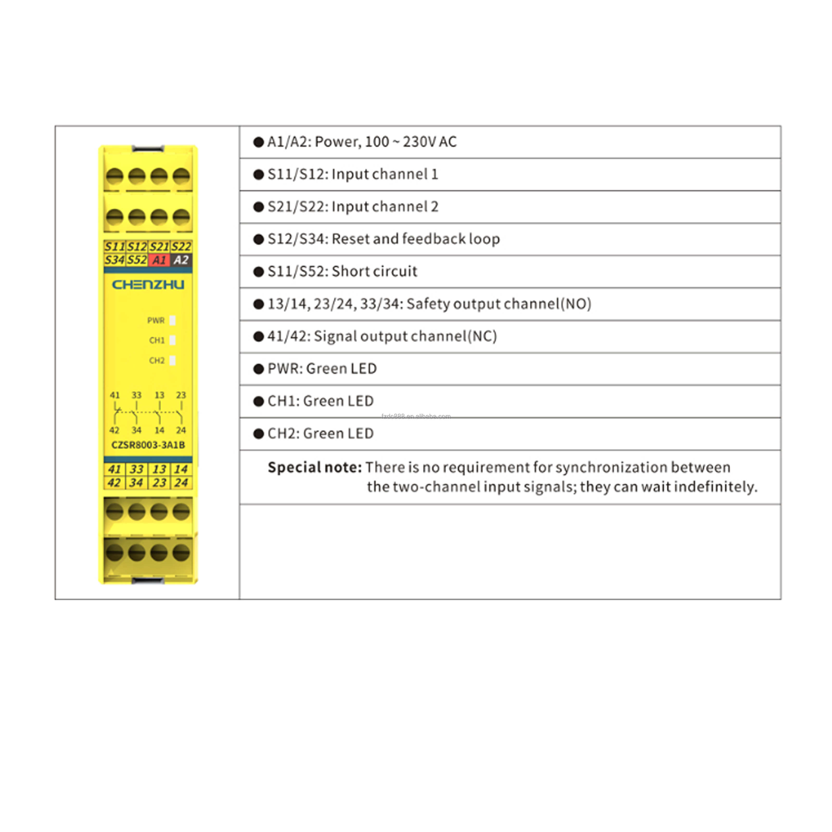 Chen Zhu CZSR8003-3A1B Safety relay Electric relay For The Application Of E-Stop Button And And Control Circuits