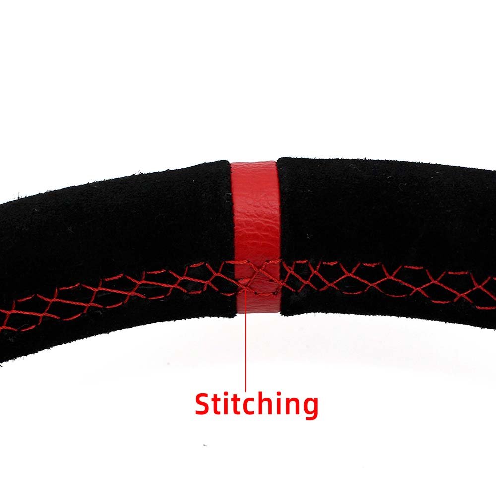 Most popular suede leather steering wheel tuning aluminum light dish steering wheel red stripe