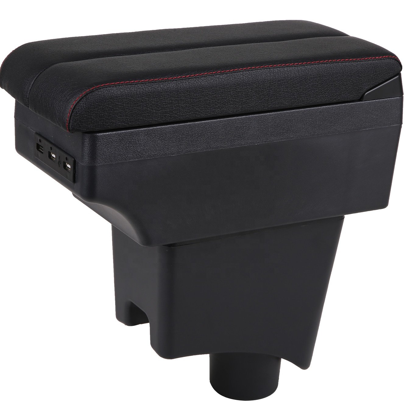Black Color Pu Leather 7 USB Design Slide and Double Layers Design Box Car Armrest Box for Renault duster 2018-2022