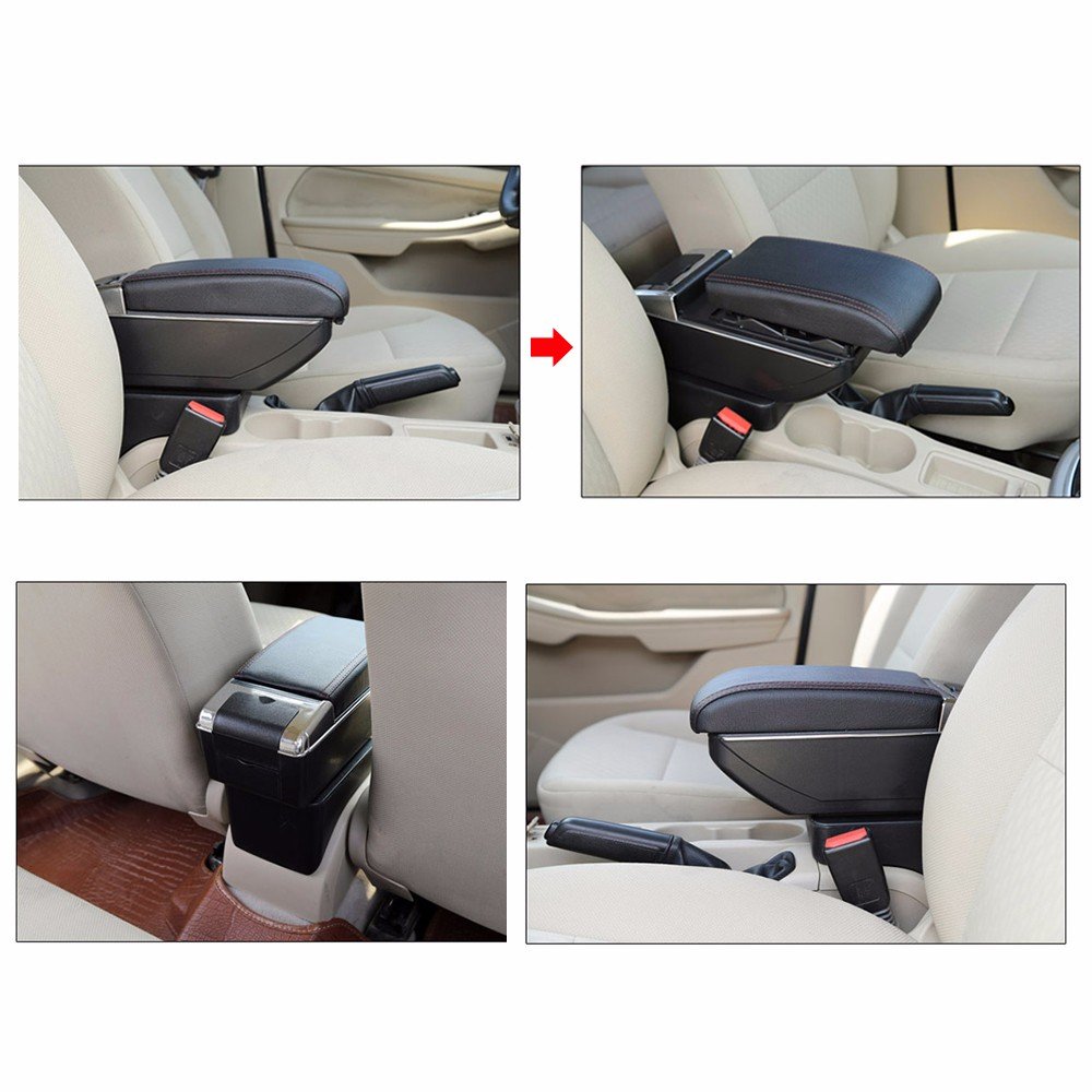 Car USB Armrest Box Central Console Arm Store Content Box Cup Holder Ashtray With Rise and Down Function for Toyota Yaris Vitz