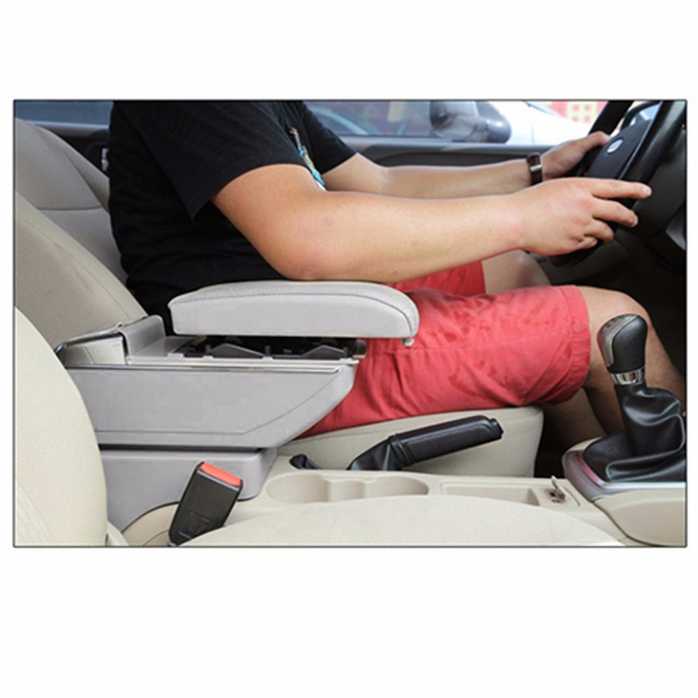 Car USB Armrest Box Central Console Arm Store Content Box Cup Holder Ashtray With Rise and Down Function for Toyota Yaris Vitz