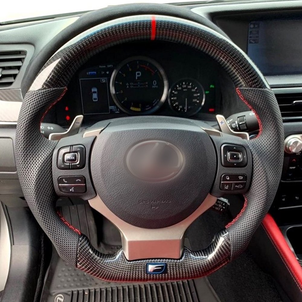 Carbon Fiber Flat Customized Sport Car Steering Wheel Fits for Lexus 2014+ Lexus 3IS/4IS/RC/GSF