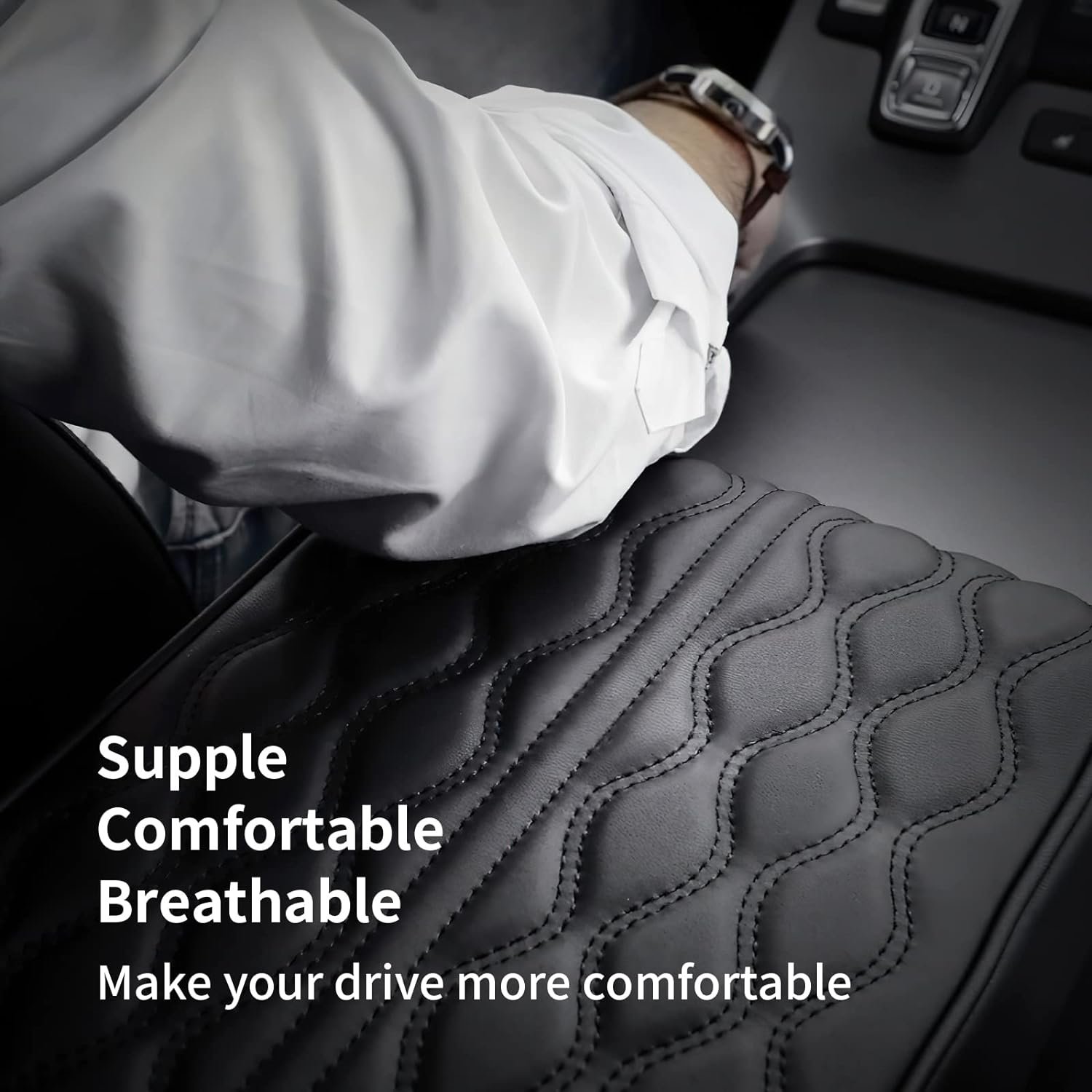 Leather Car Armrest Cushion Pad Car Universal Memory Sponge Auto Center Console Seat Armrests Box Cover Hand Supports
