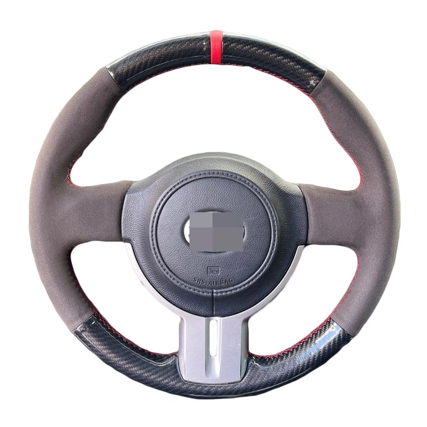 Wrap Custom Hand Sewing Black Suede Carbon Steering Wheel Cover for Subaru BRZ Scion FR-S FRS Toyota 86 GT86