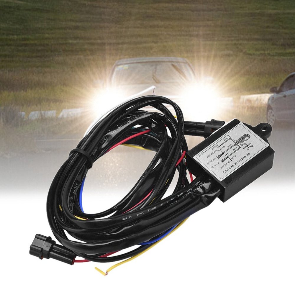 Car DRL Controller Auto LED Daytime Running Light Relay Harness Dimmer On/Off 12-18V with Strobe & Dimming Function
